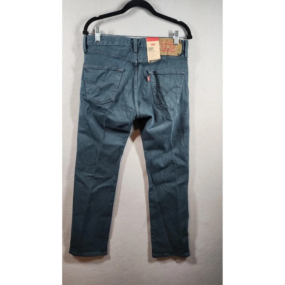 Levis 501 Jeans Mens 30x30 Blue Green Straight Leg Button Fly Original Fit Denim